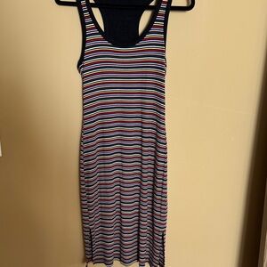 Striped Sleeveless Racerback Midi Length Dress -Size Small